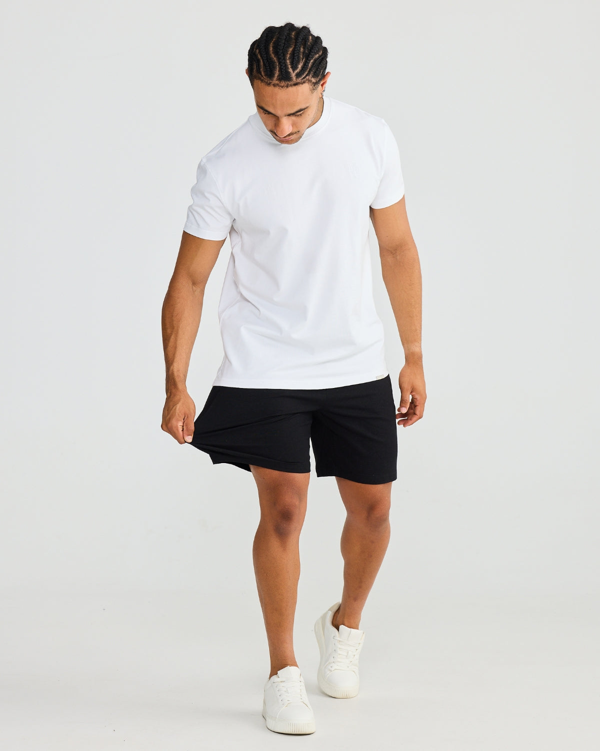 Black Stretch Linen Shorts