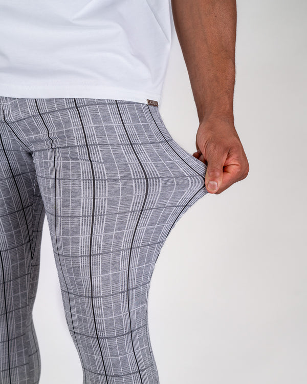 Mens Casual Fashion Plaid Skinny Pants Gentleman Business Slim Formal  Trousers - Walmart.com