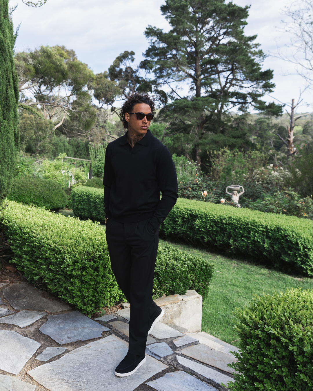 Black Wide Pleat Pant