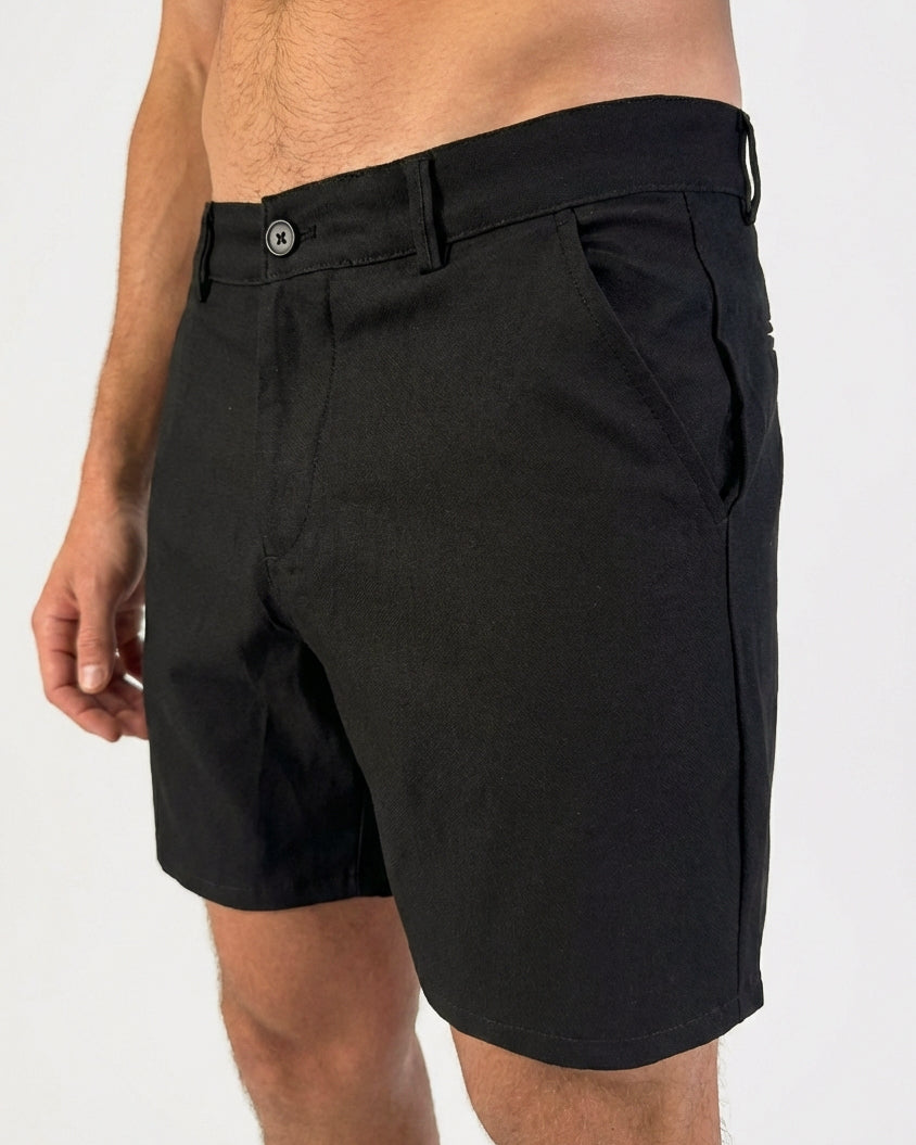 Black Slim Fit - Stretch Chino Shorts