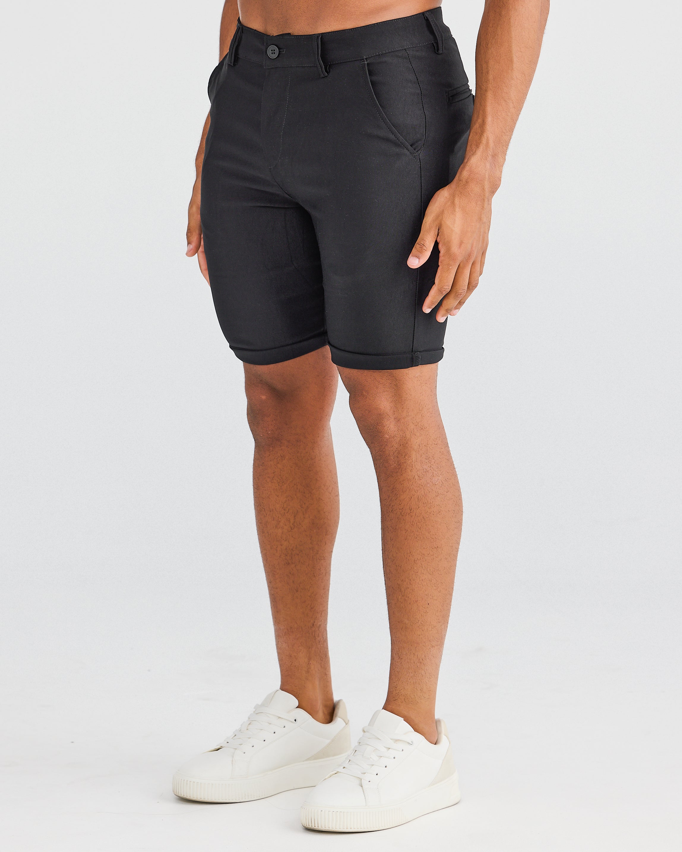 Black Stretch Chino Shorts