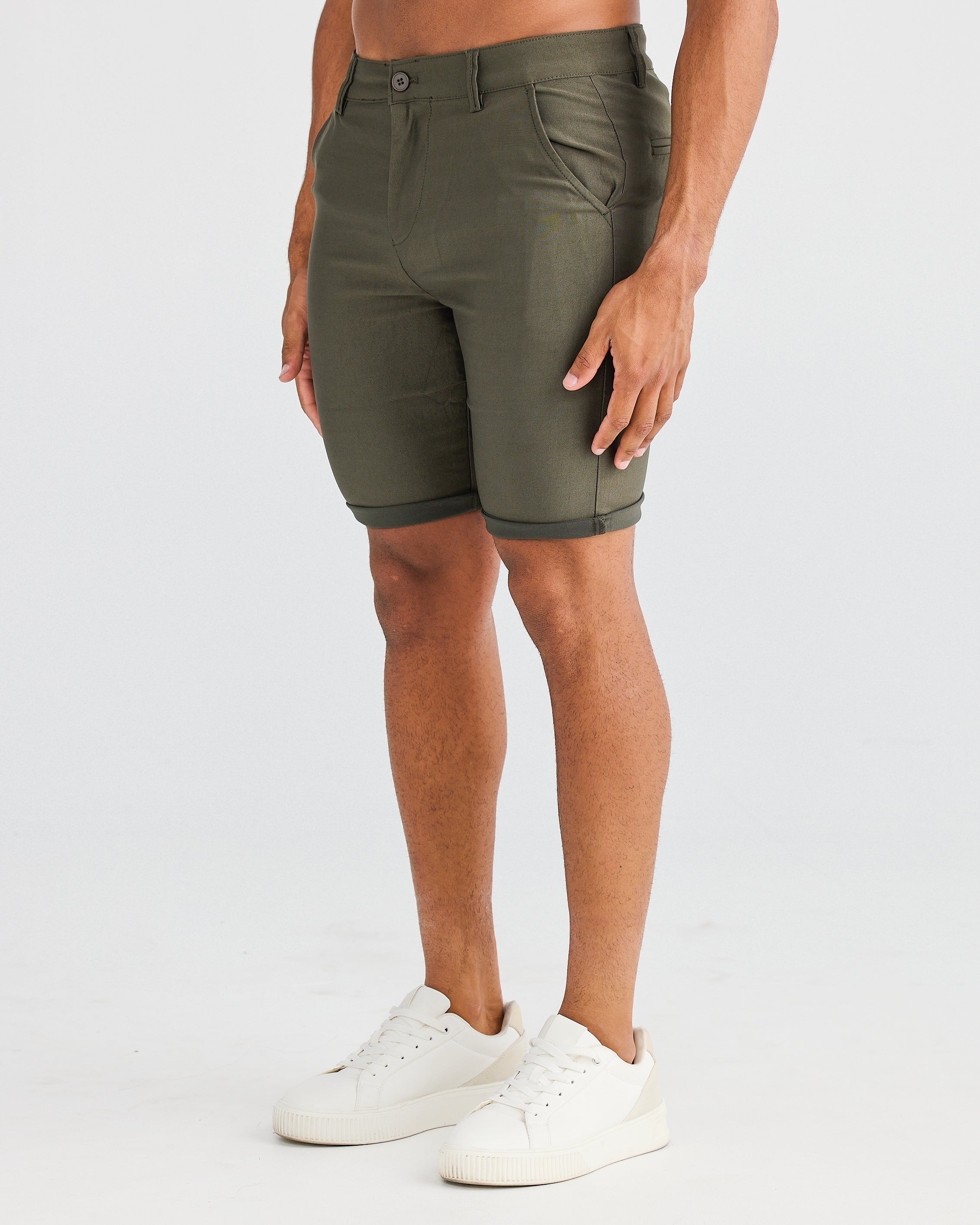 Olive Stretch Chino Shorts