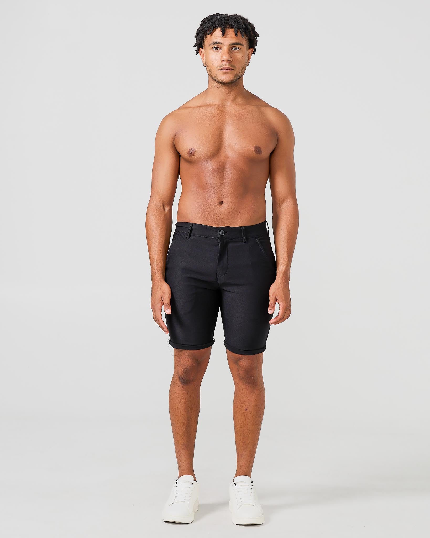 Black Stretch Chino Shorts