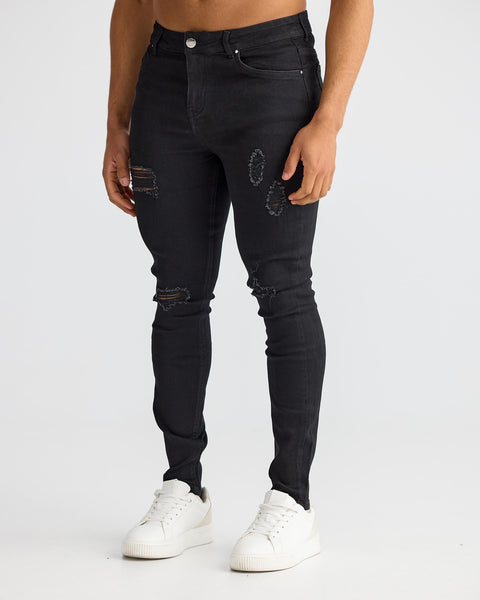Distressed Jeans Black Jeans Knee Rip Mens Mens Knee Hole Ripped