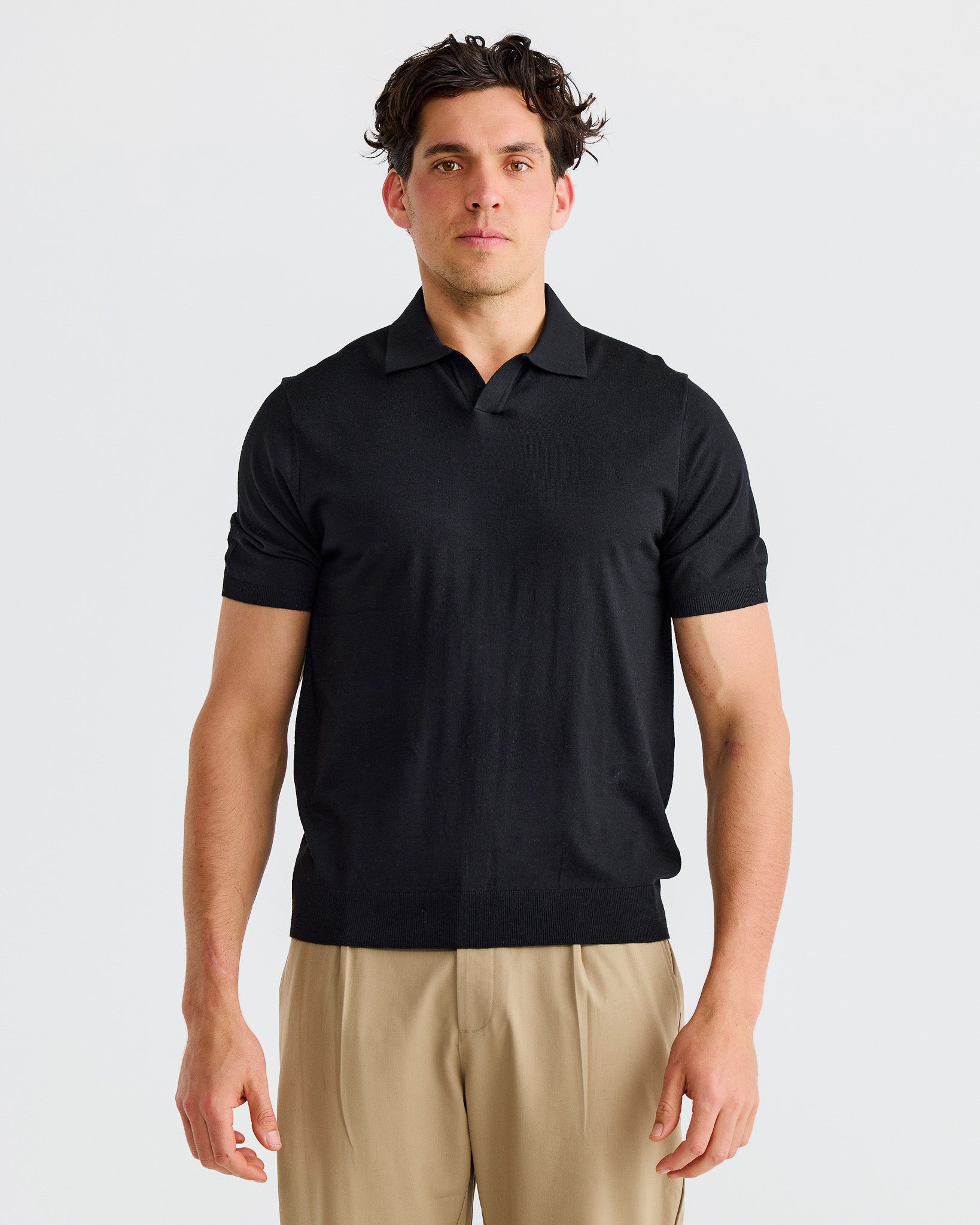 Black Oxford Short Sleeve Polo