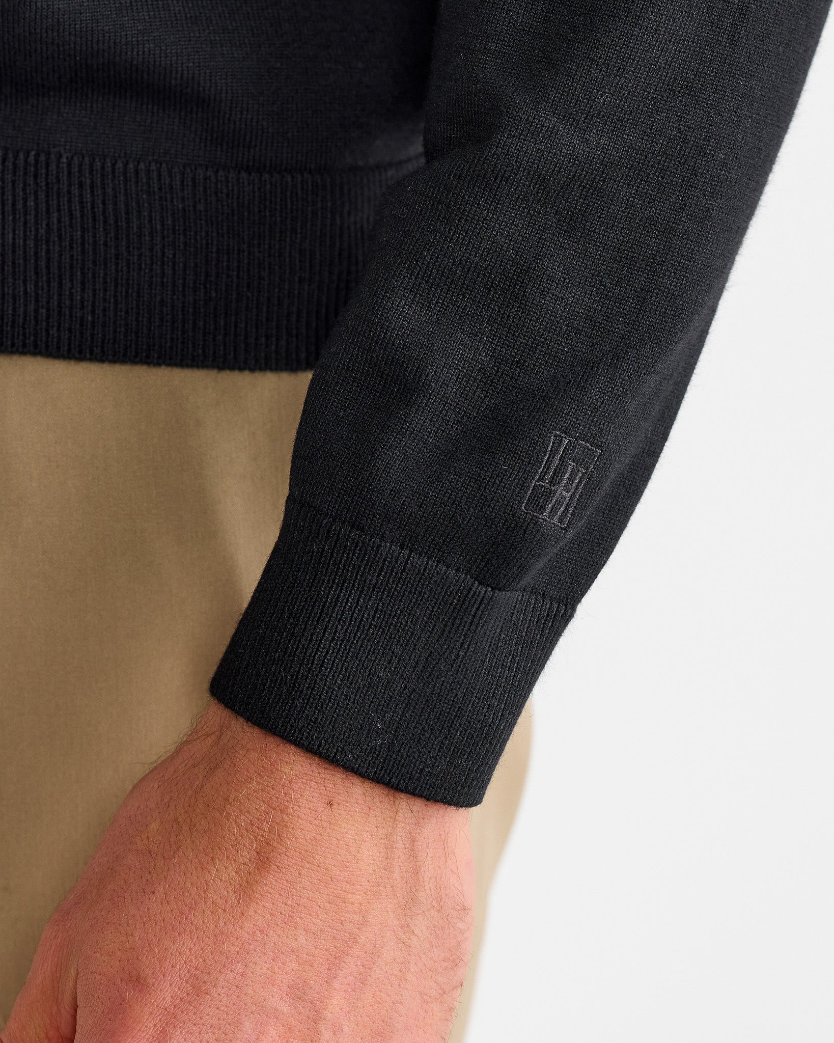 Black Oxford Long Sleeve Polo