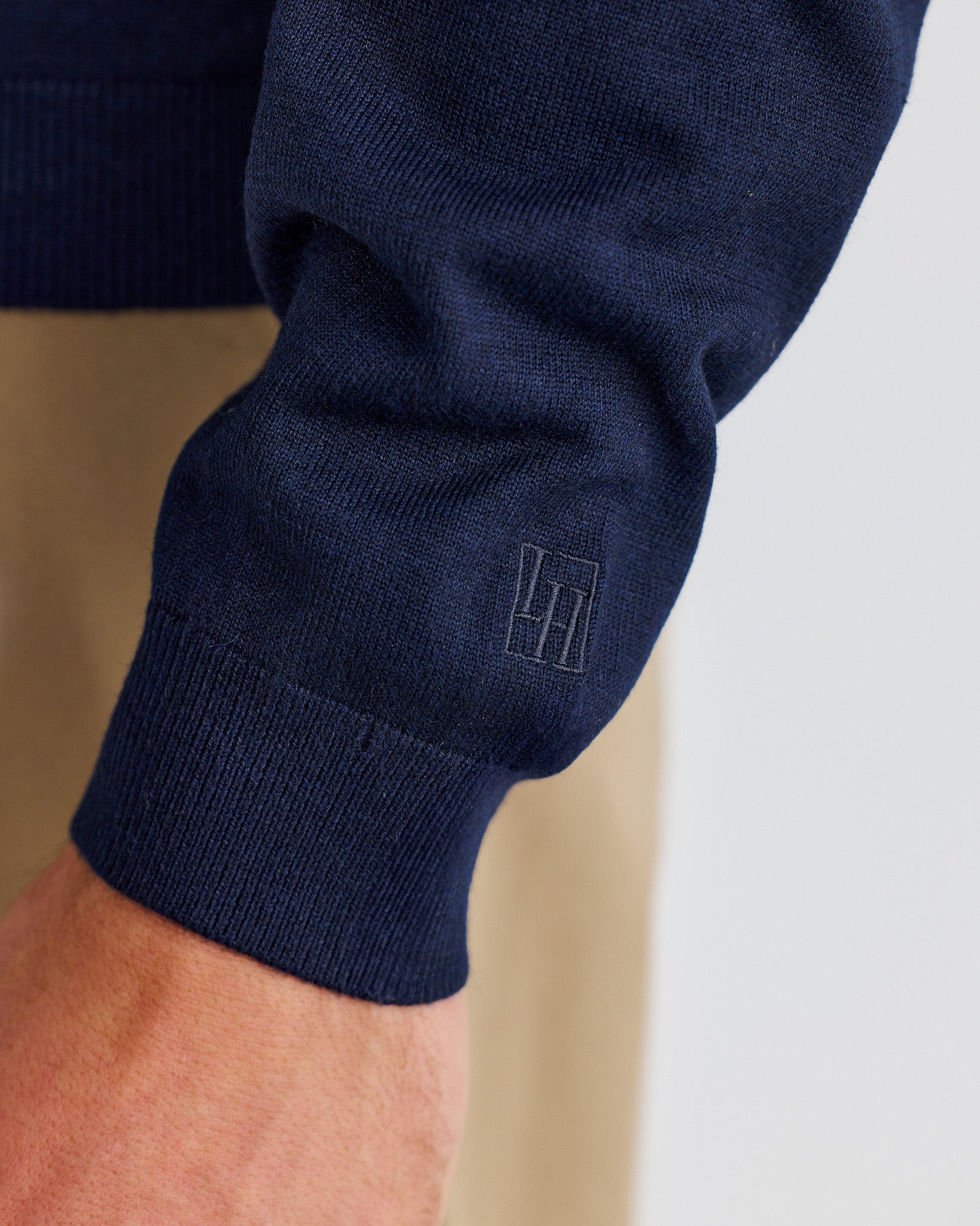 Navy Oxford Long Sleeve Polo