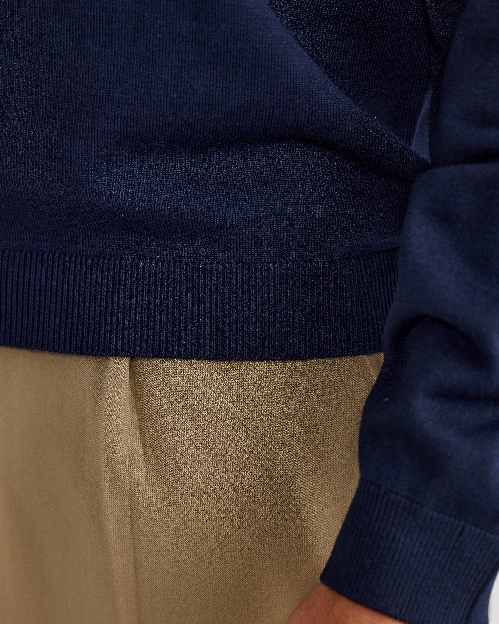 Navy Oxford Long Sleeve Polo