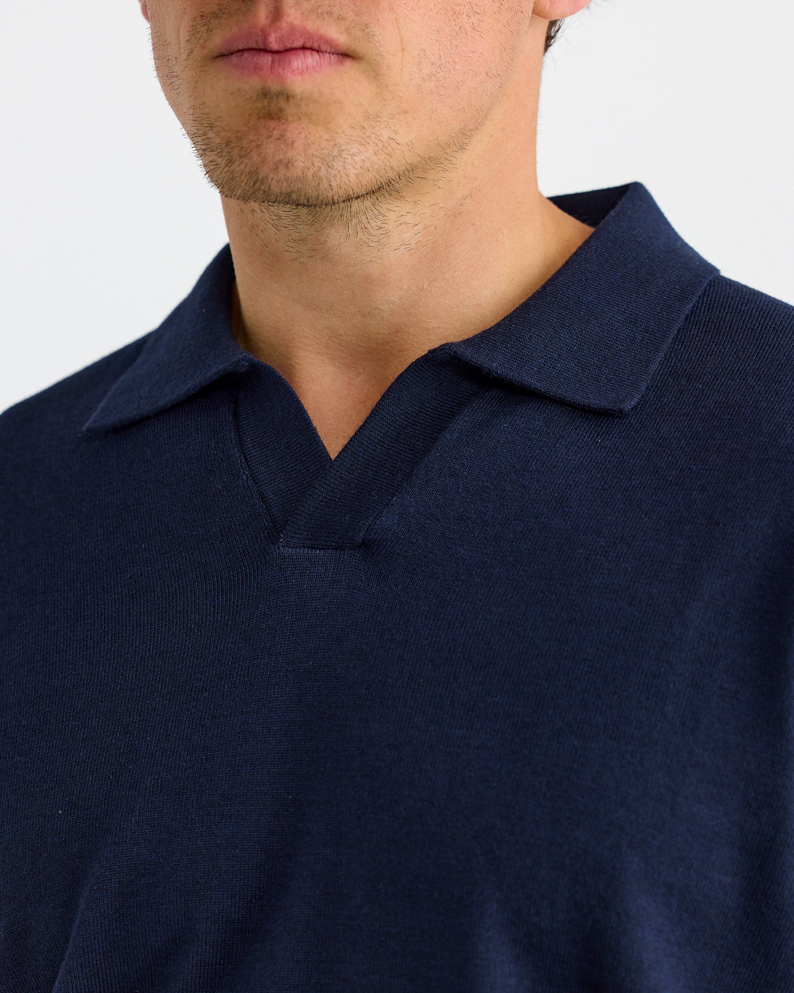 Navy Oxford Long Sleeve Polo