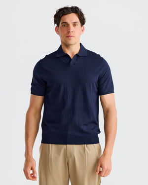 Navy Oxford Short Sleeve Polo