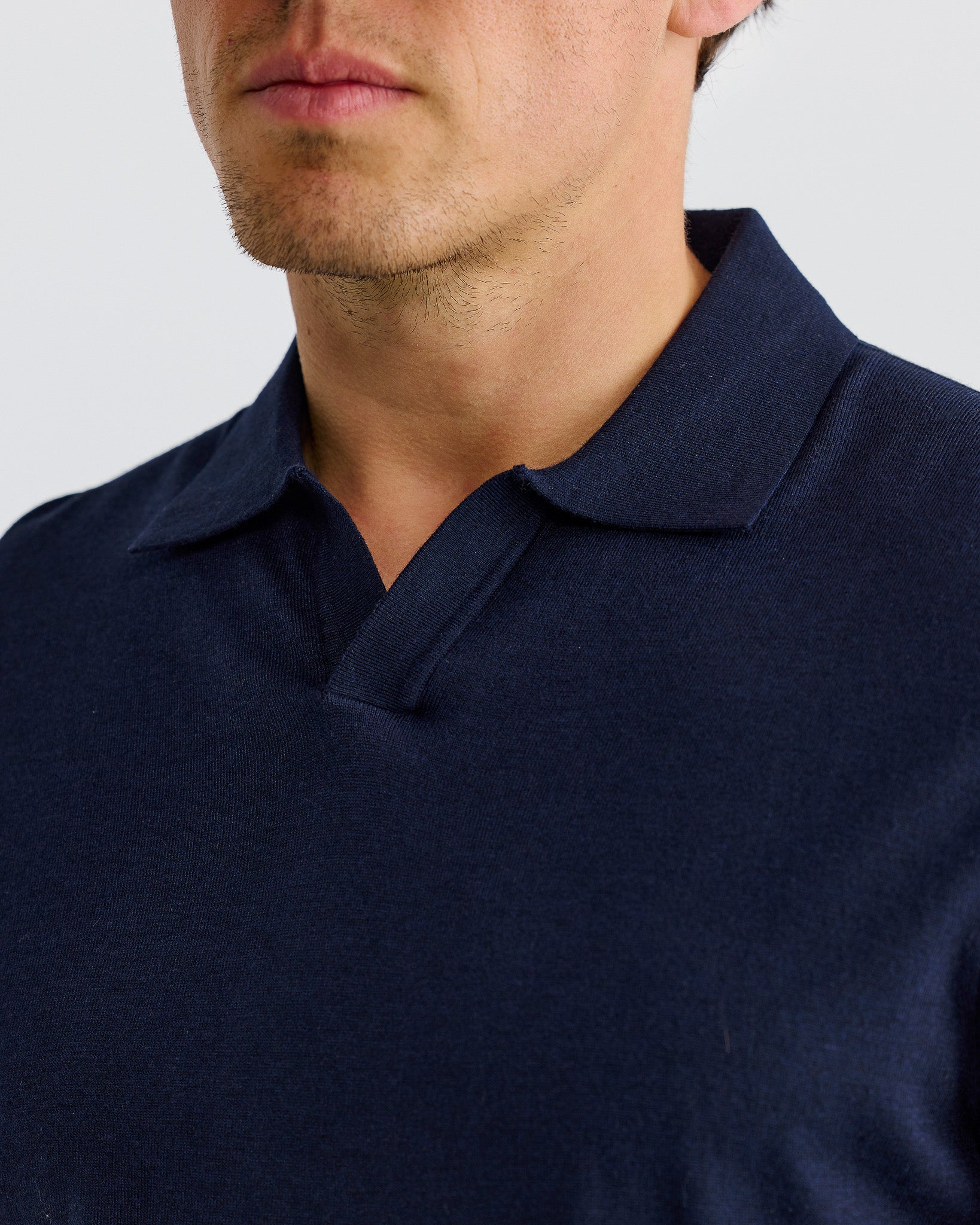 Navy Oxford Short Sleeve Polo