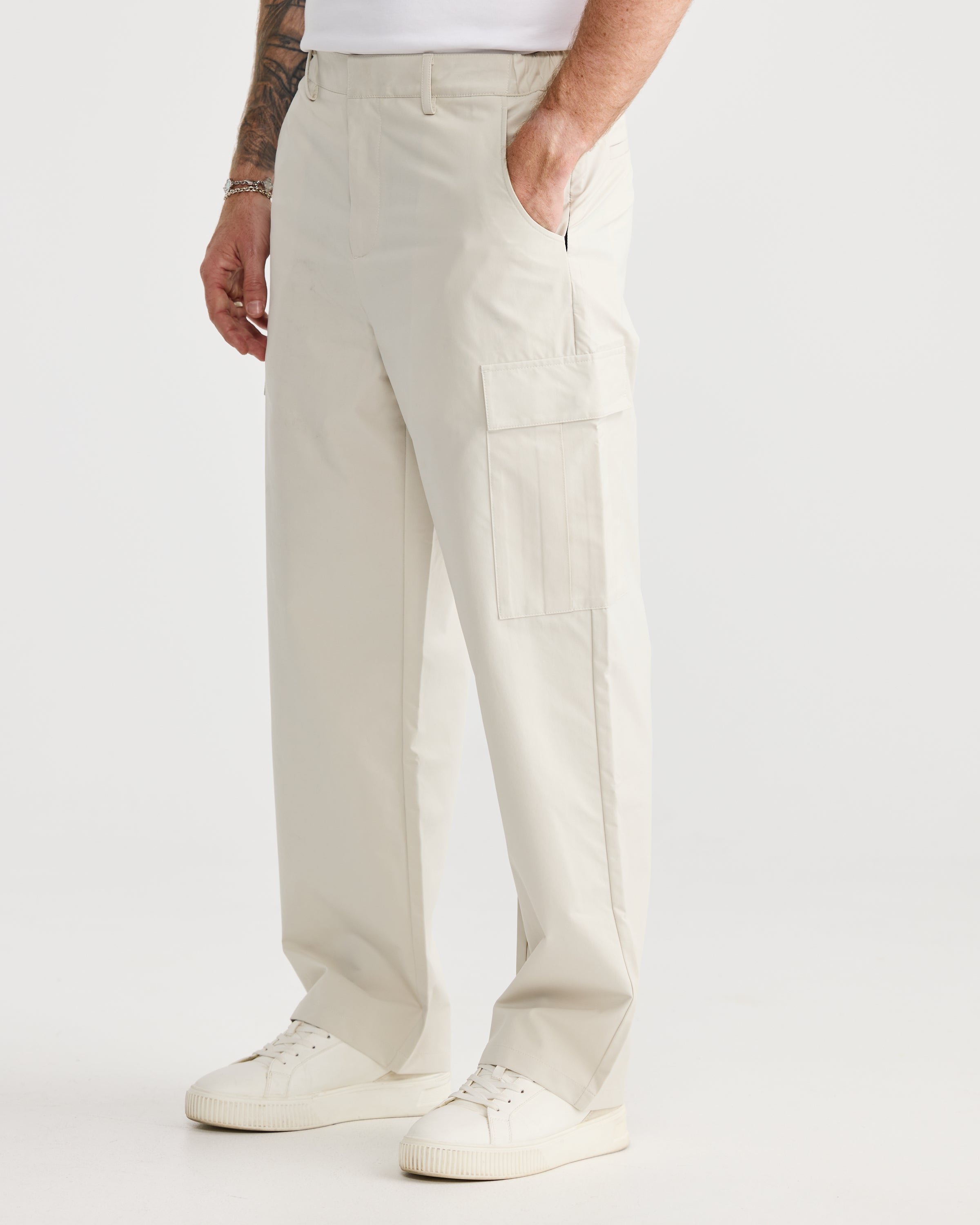 Cream Baggy Cargo Pant