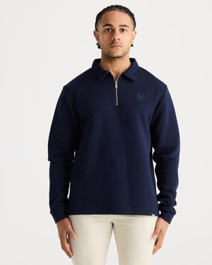 Navy Long Sleeve Zip Polo