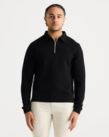 Black Long Sleeve Zip Polo