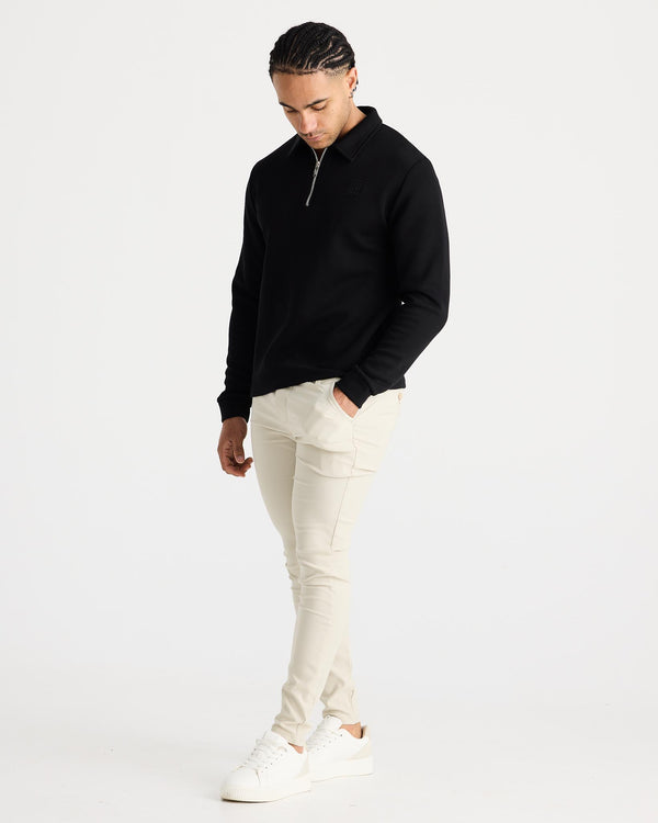 Black Long Sleeve Zip Polo