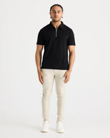 Black Short Sleeve Zip Polo