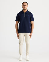 Navy Short Sleeve Zip Polo