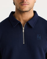 Navy Short Sleeve Zip Polo