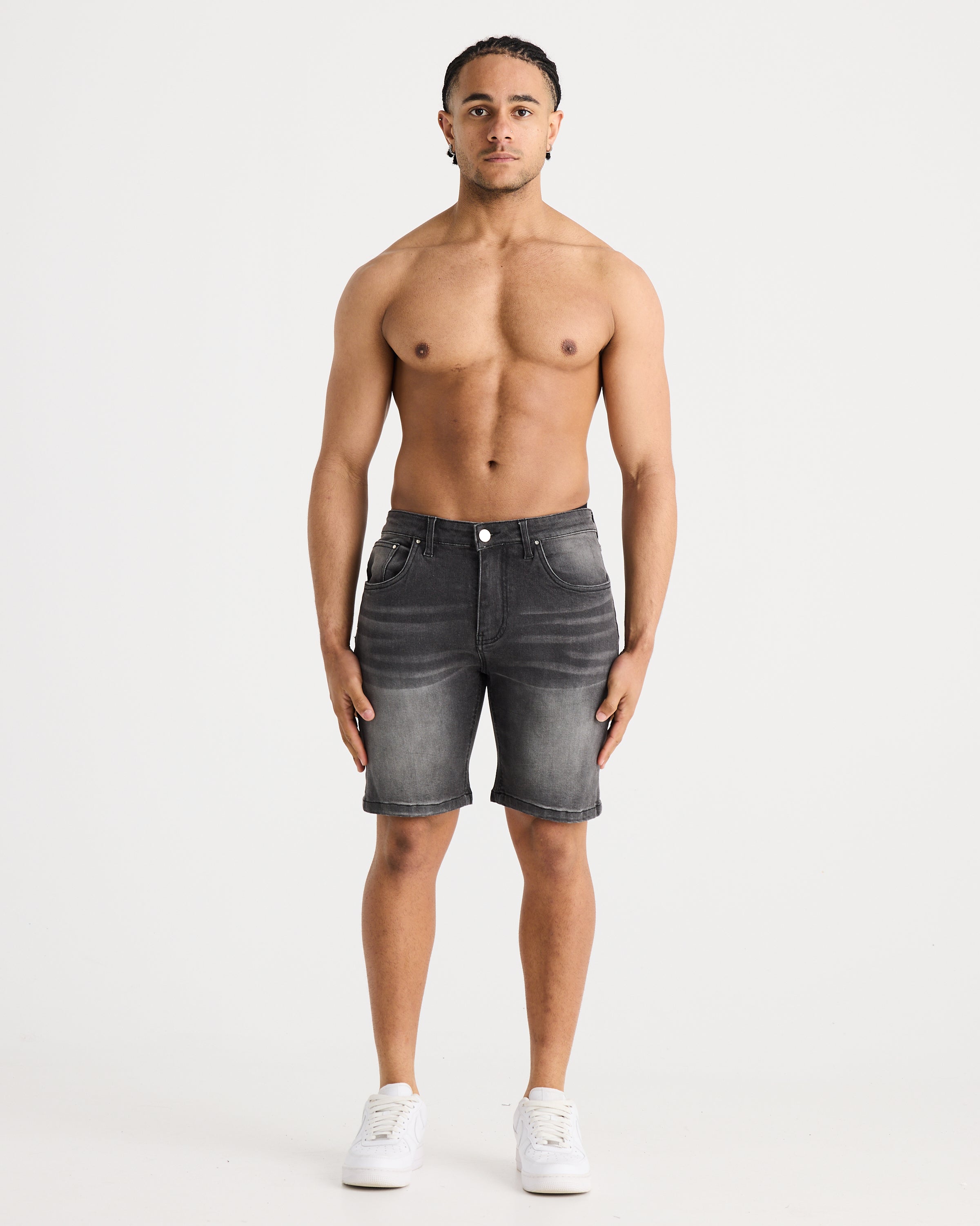 Charcoal Slim Fit Denim Short