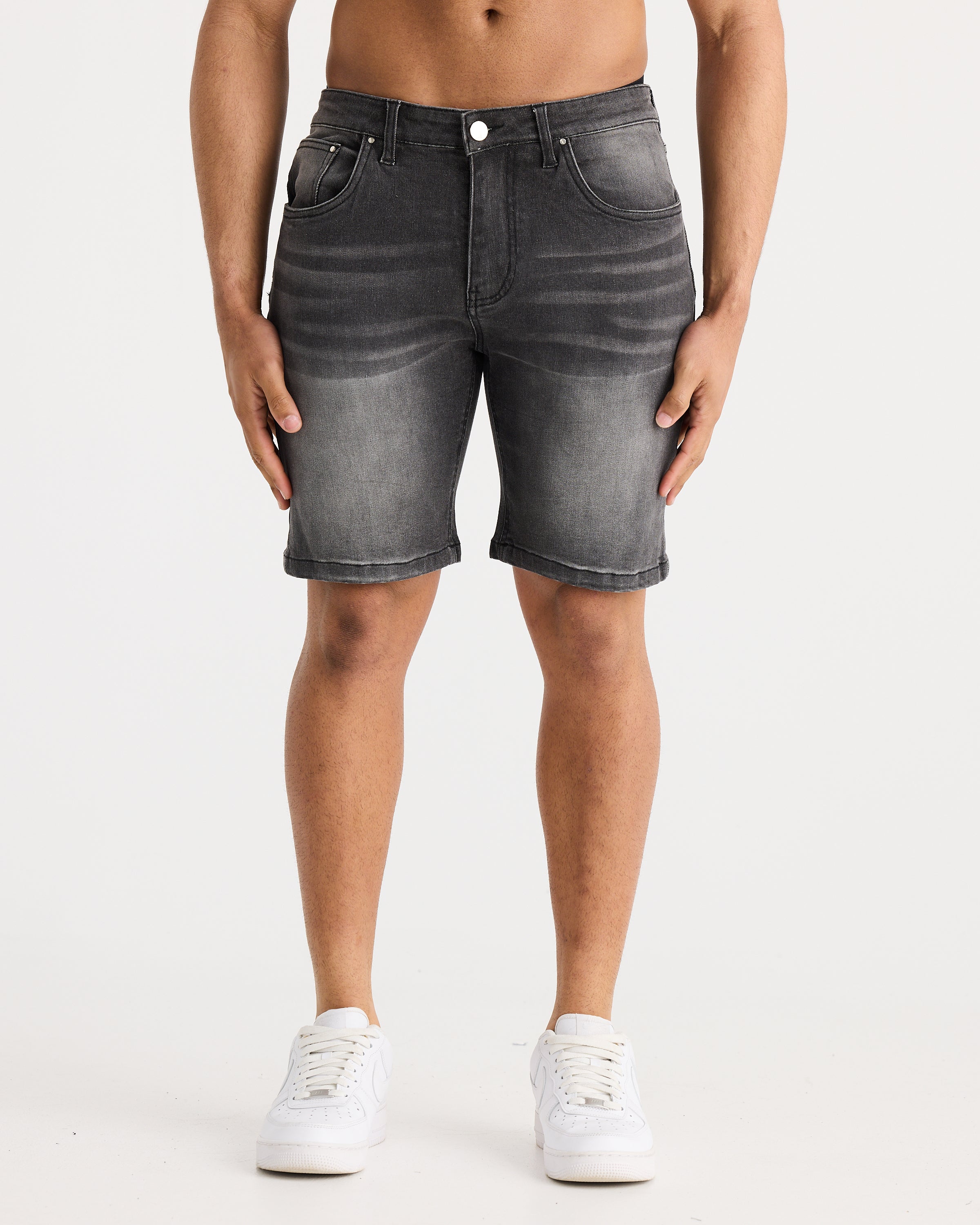 Charcoal Slim Fit Denim Short