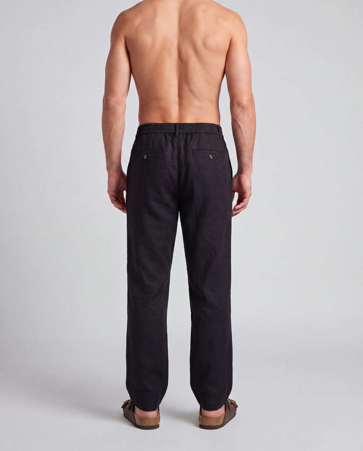 Black Wide Pleat Linen Pant