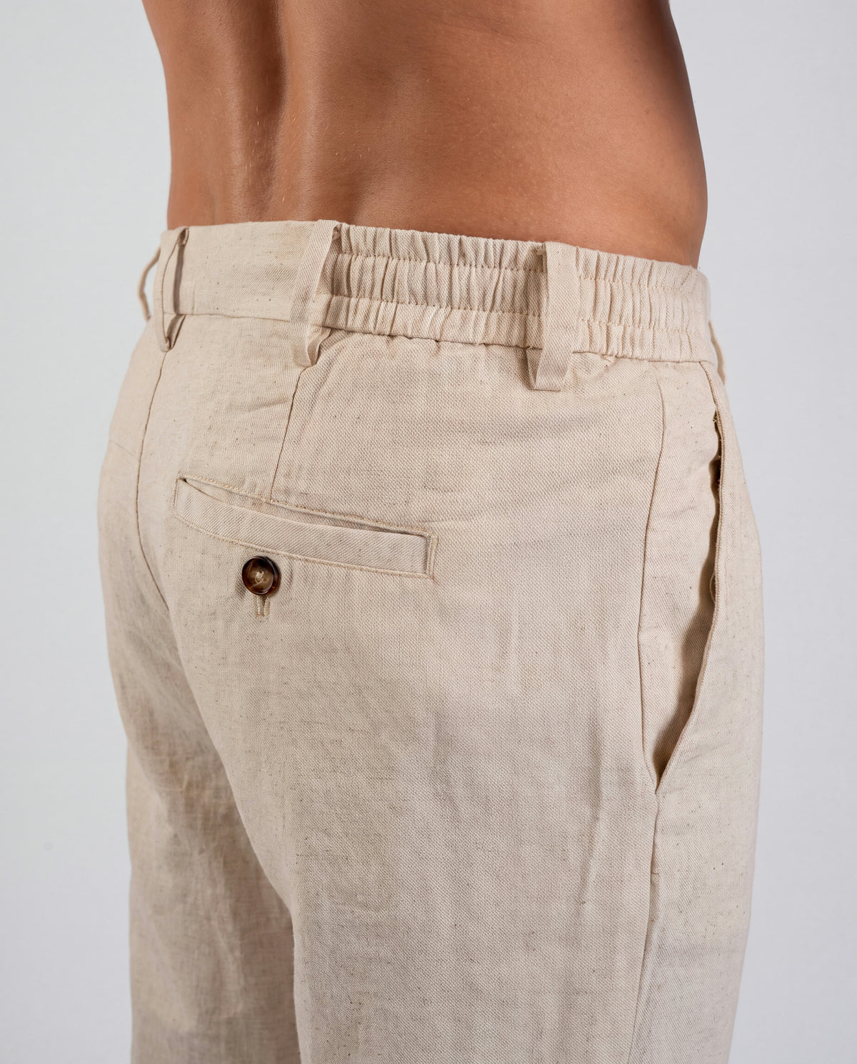 Sand Wide Pleat Linen Pant