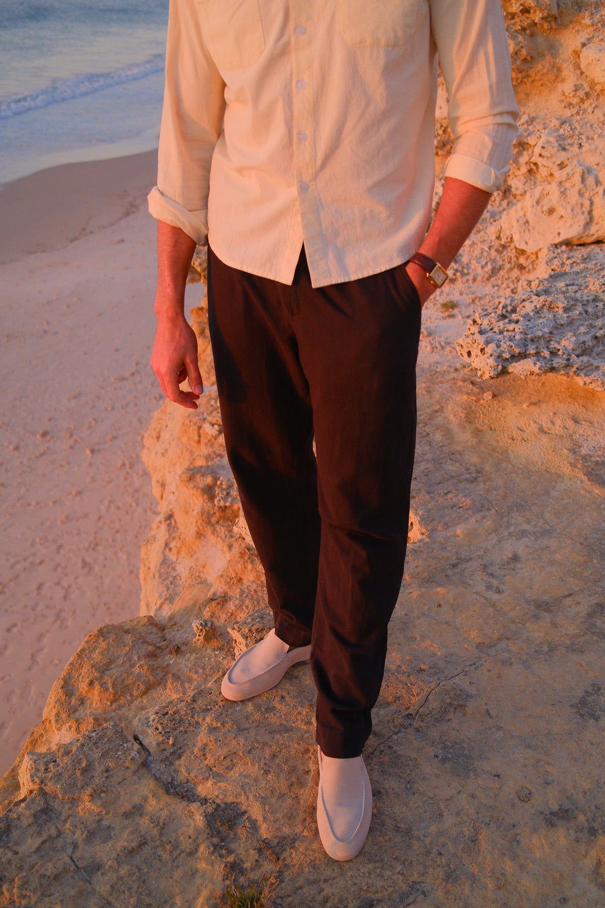Black Wide Pleat Linen Pant