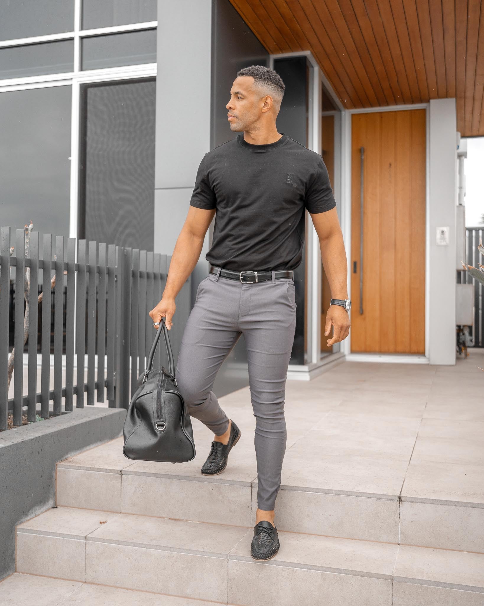 Grey Stretch Chino Pants