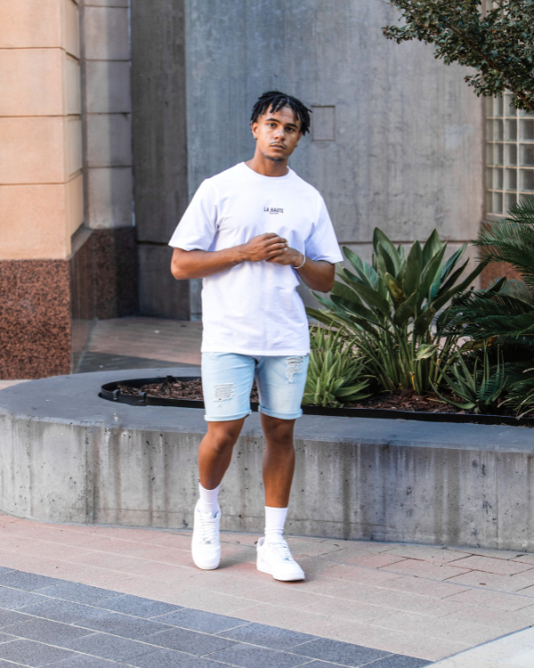 Light blue ripped shorts online