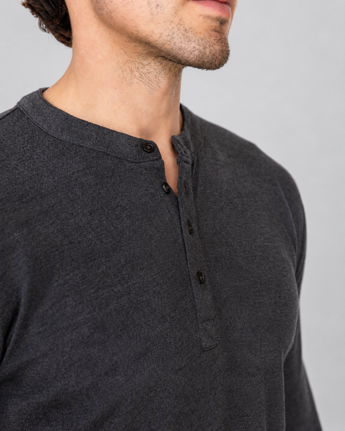 Charcoal Long Sleeve Henley