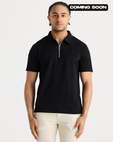 Black Short Sleeve Zip Polo