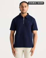 Navy Short Sleeve Zip Polo