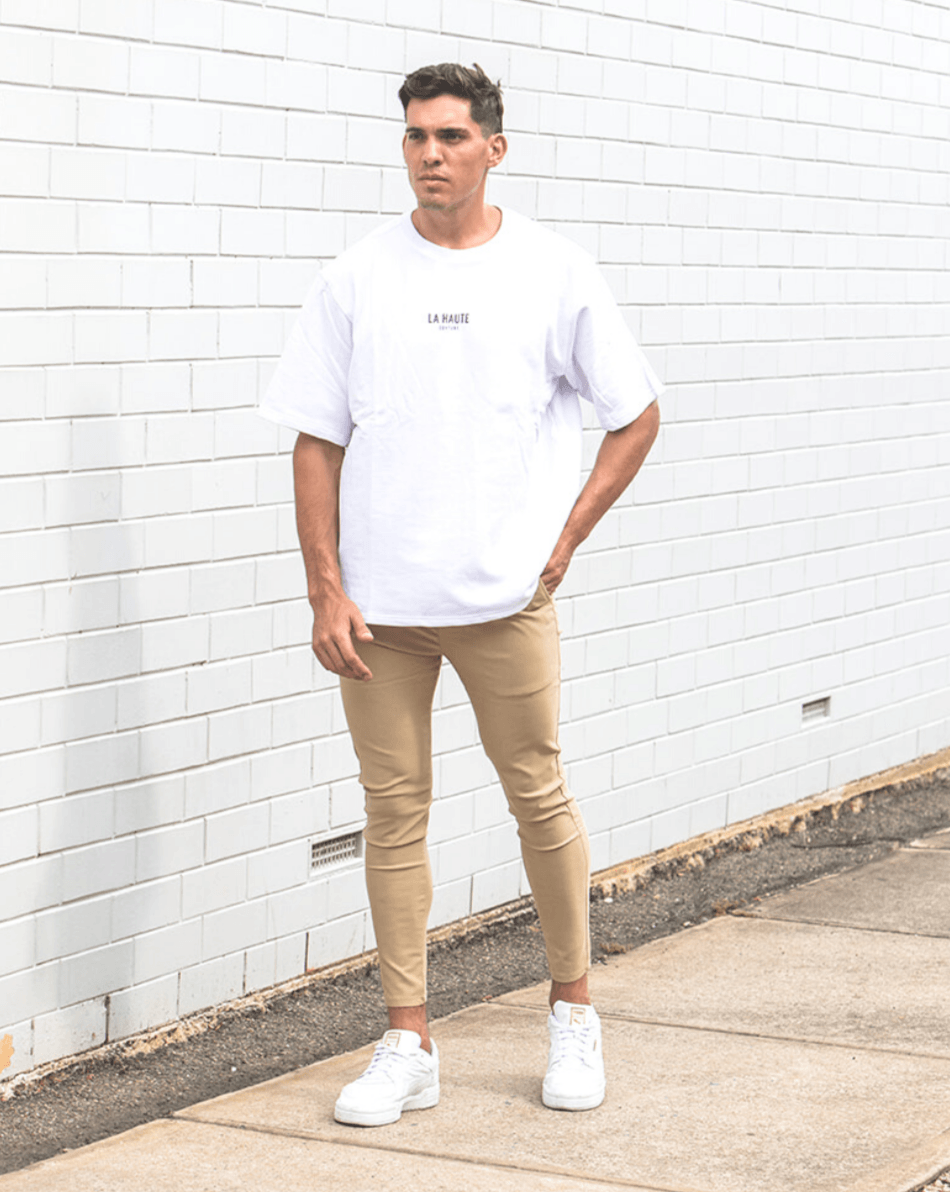 Beige Stretch Chino Pants