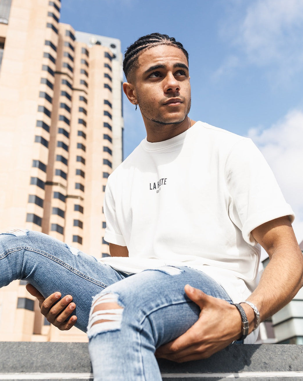 White Logo Tshirt Mens TShirts Australia La Haute la haute couture