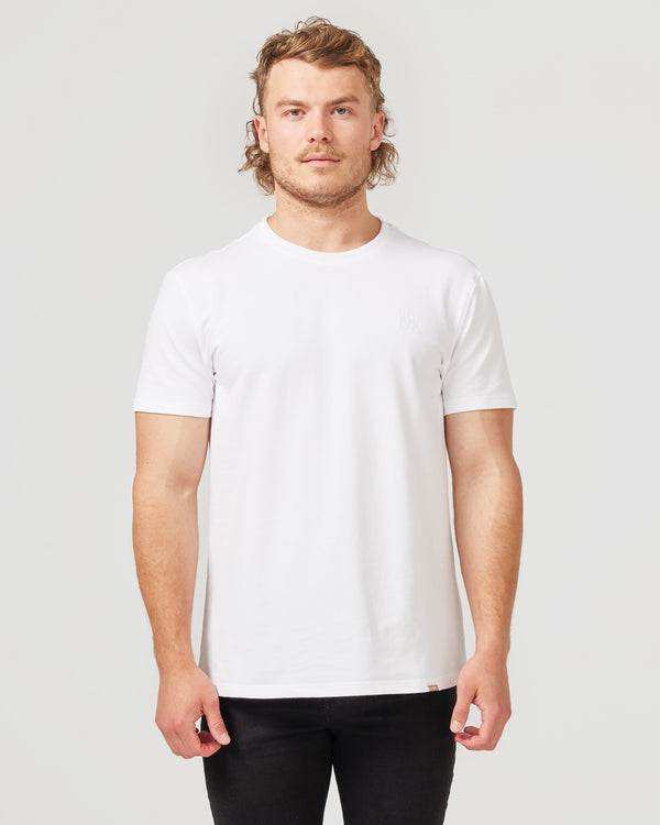 Front of slim fit white t-shirt