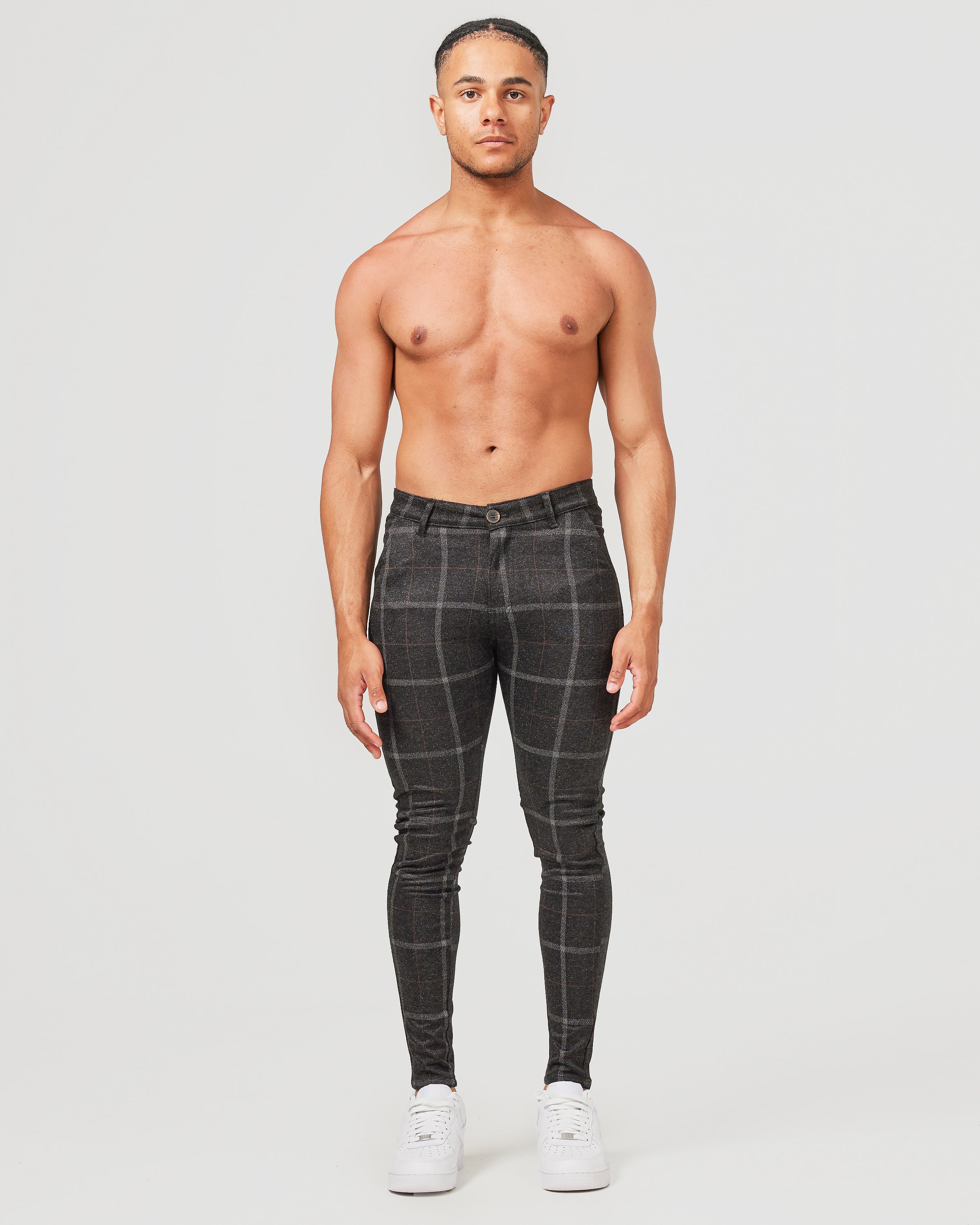 Front of Dark Check Pants