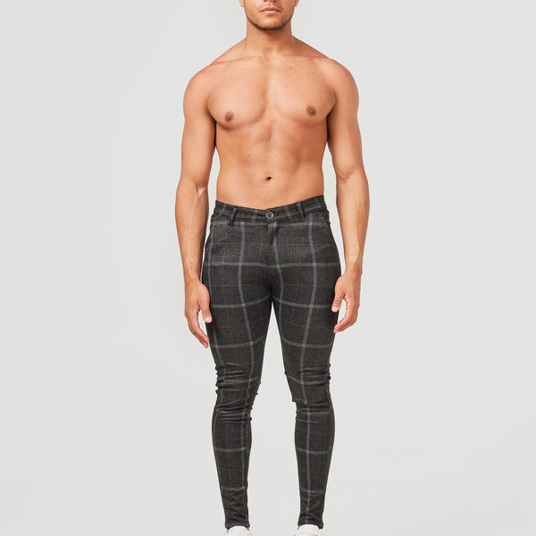 Checkered stretch pants cheap