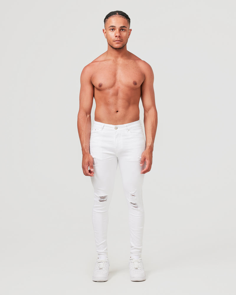 front of white ripped jeans for men