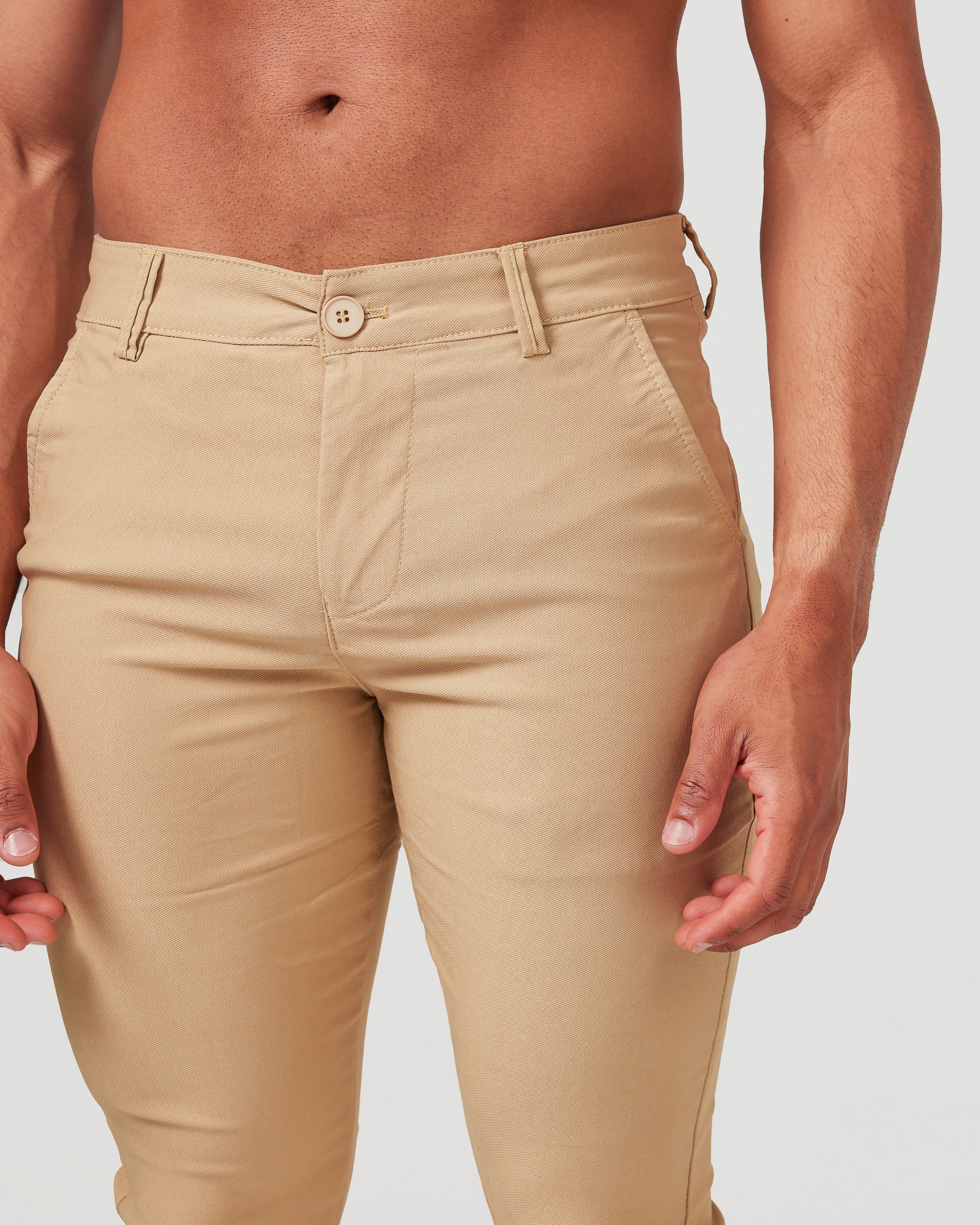 Beige Stretch Chino Pants