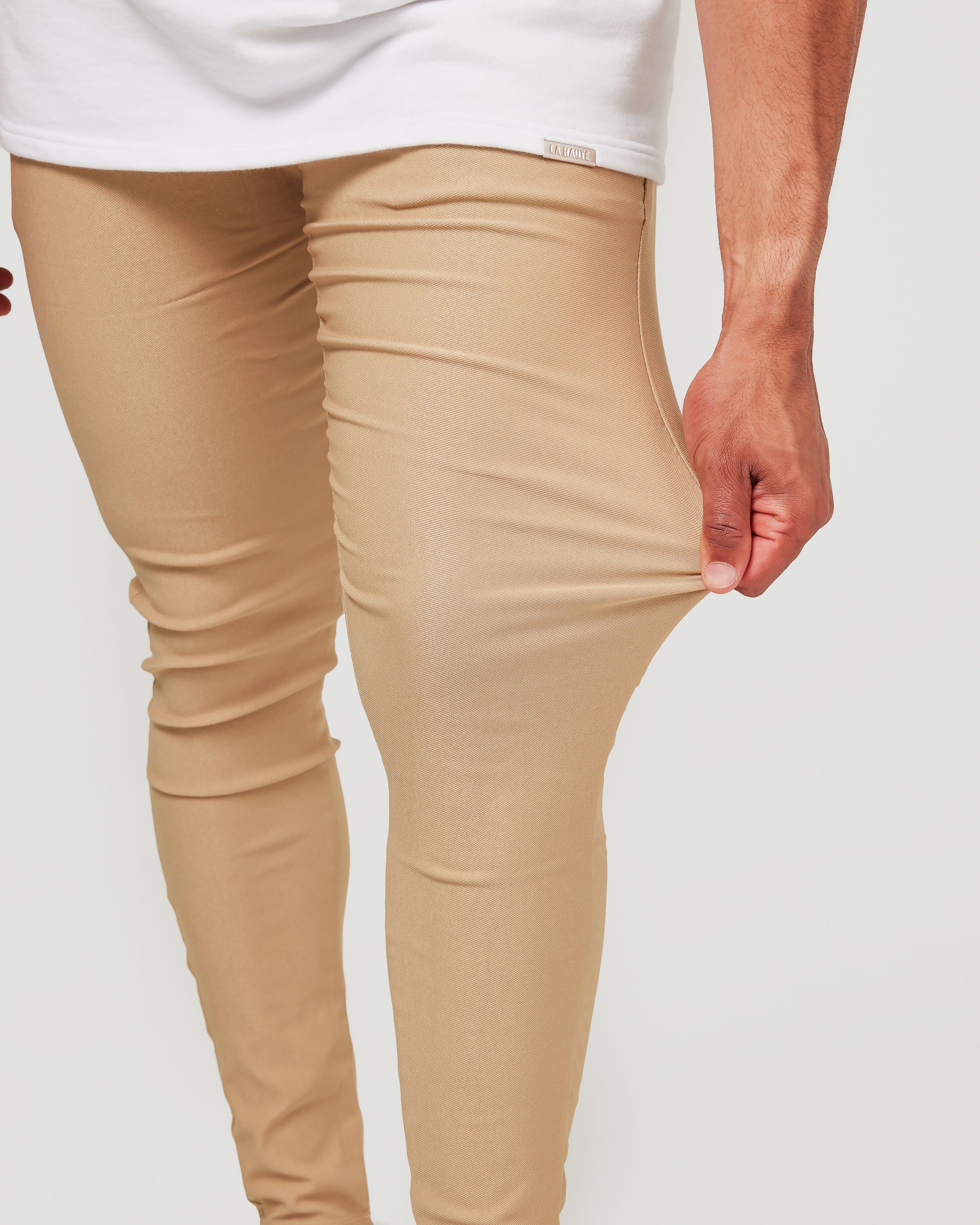 Beige Stretch Chino Pants