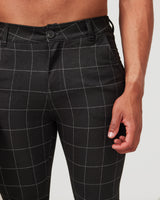 Up close photo of Black check pants for men