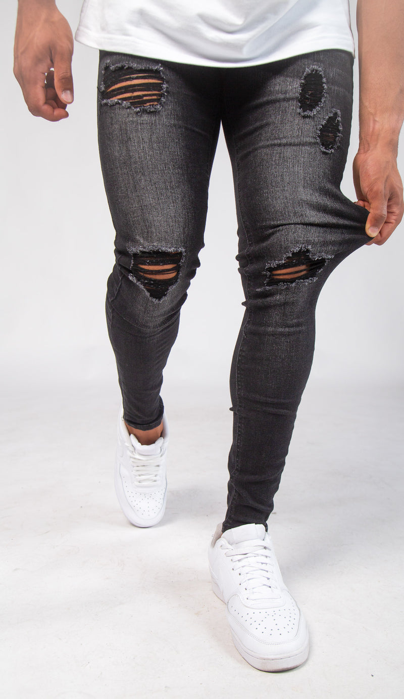Faded Black Ripped Jeans | Men's Skinny Jeans | La Haute – la haute couture